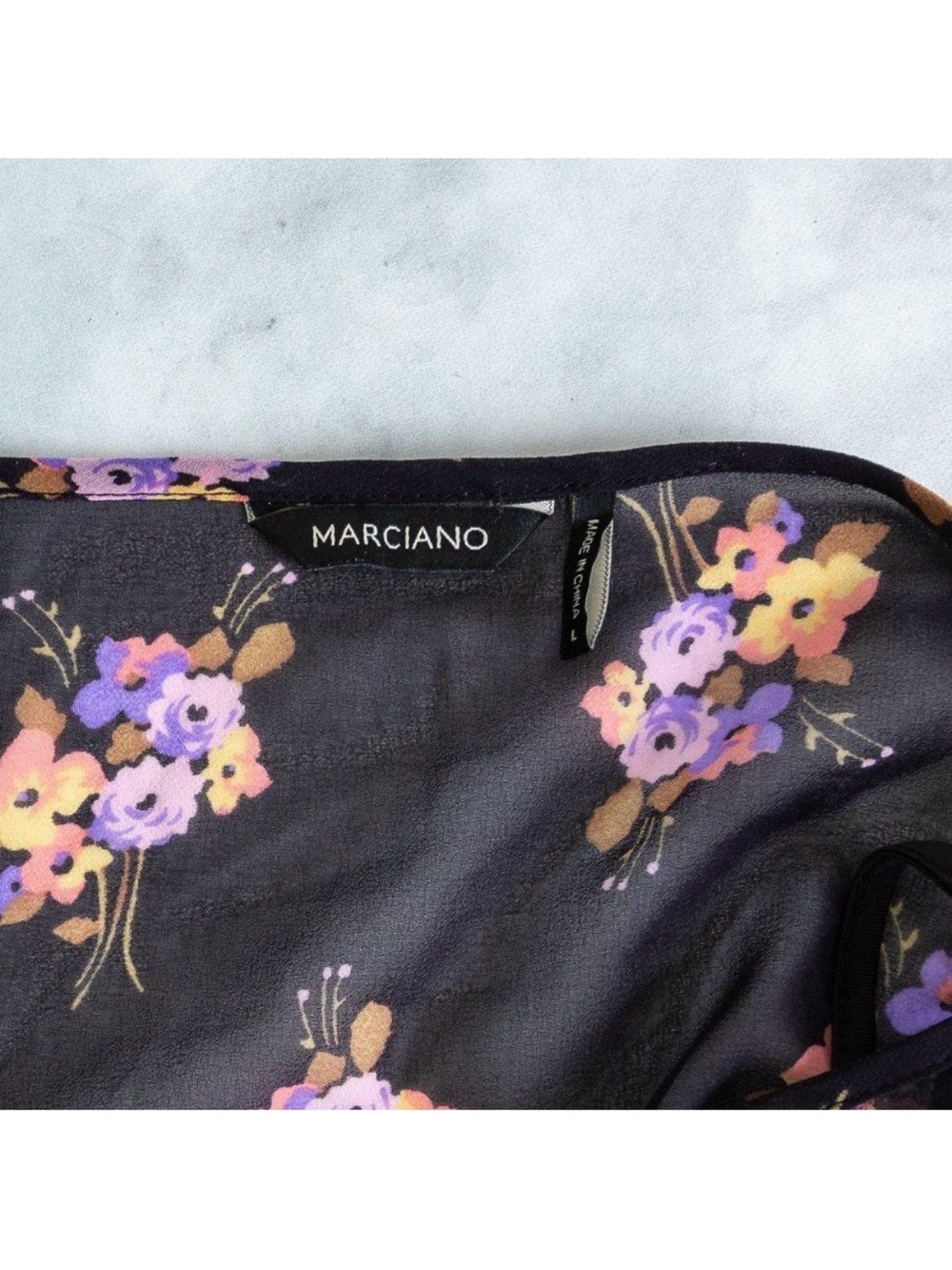 Marciano Black Sheer Floral High-Low Dress - Picture 6 of 10